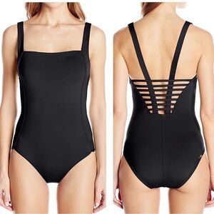 Jag Jeans Black One Piece Swimsuit with Geometric Back